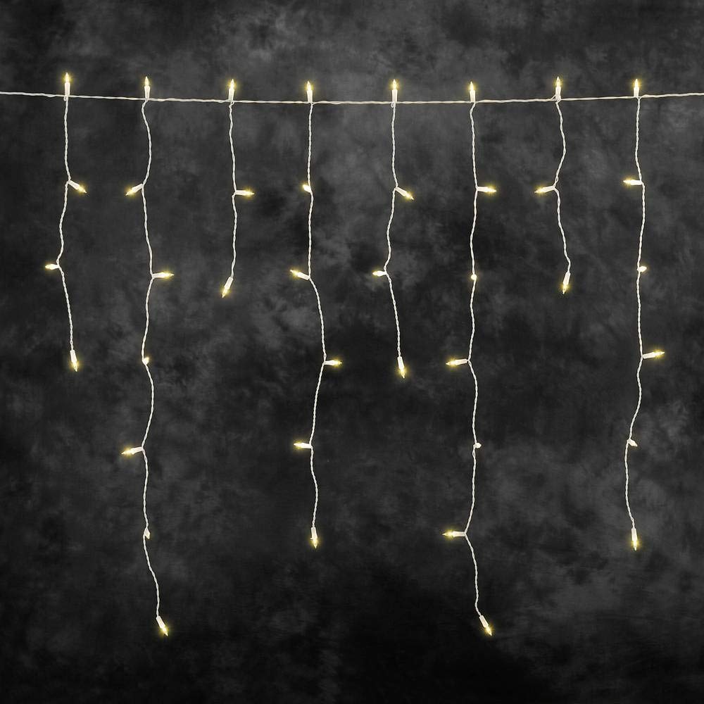 Konstsmide LED Eisregen Lichtervorhang, 200 bernsteinfarbene Dioden, 31V Außentrafo, weißes Kabel - 2761-802