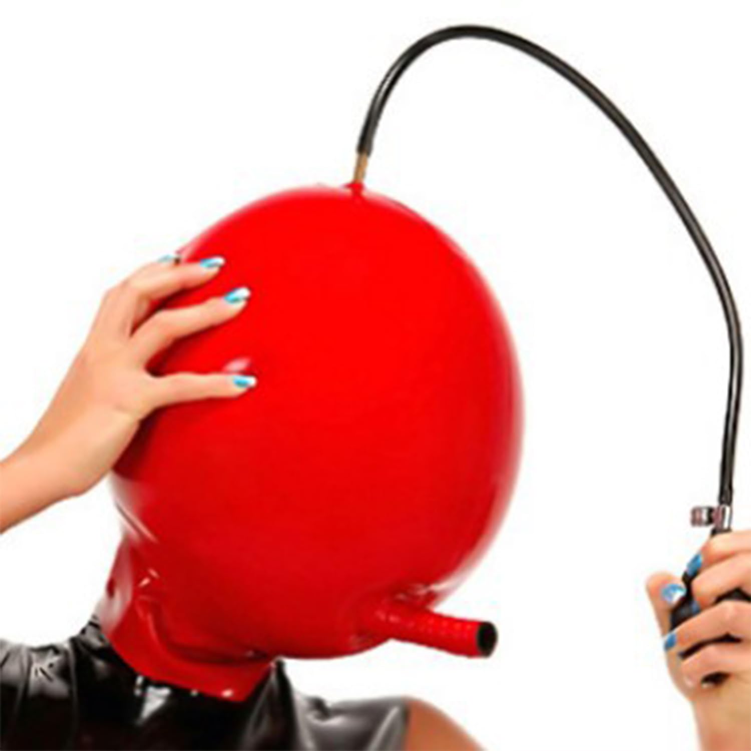 WXLPCGO Latex Hood Inflatable Rubber Mask Back Zipper Handmade Special Cool Halloween Party Role Play Sensory Play(Size:L-68CM)