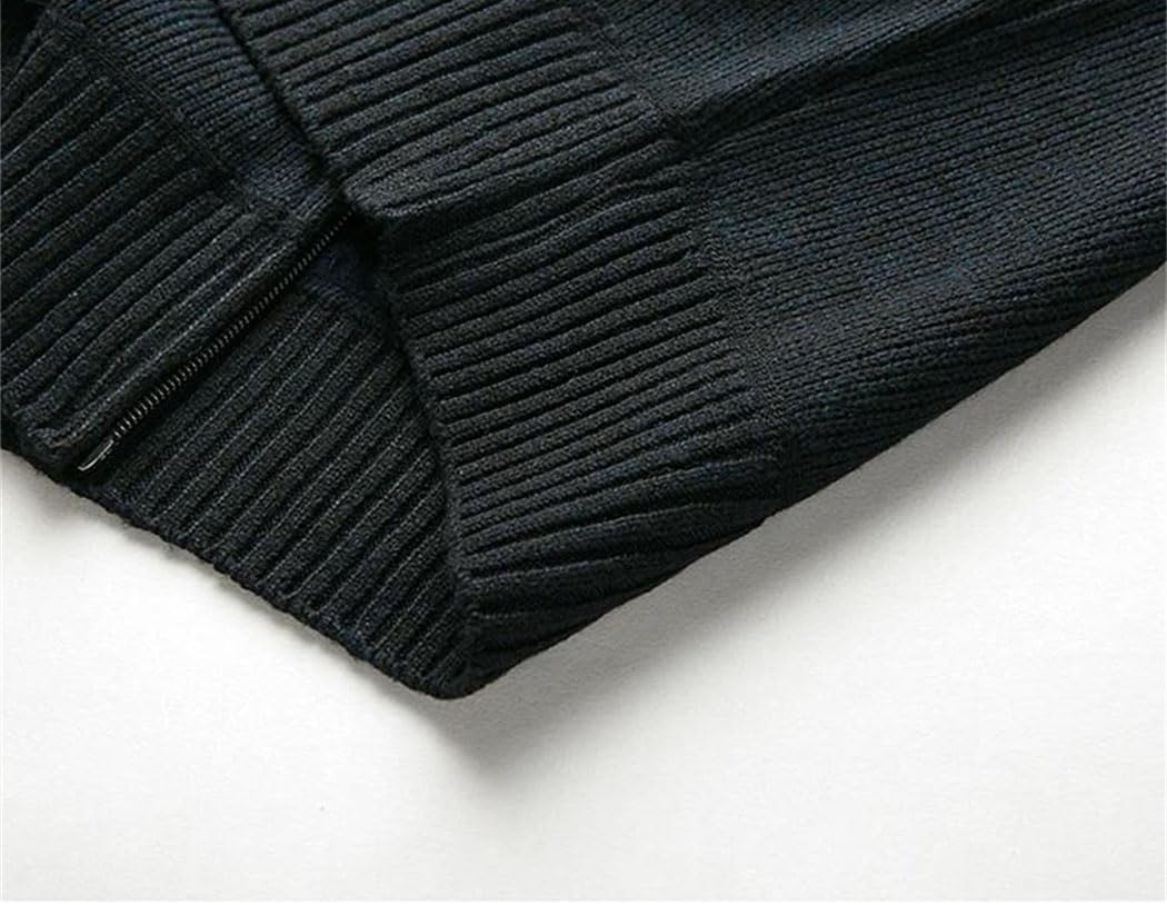 Men’s Fleece-Lined Cardigan Sweater Outerwear Thick Cozy Full Zip Layered Knit Top