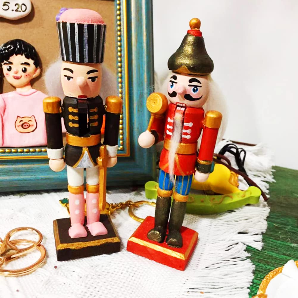 6 Stücke Weihnachten Nussknacker Soldat aus Holz Weihnachten Unbemalte Rohling Nussbaumsoldat Unfertige Figuren Ornamente Puppe mit Farbe Pinsel für Christbaumschmuck DIY Basteln Bemalen Geschenk,13cm