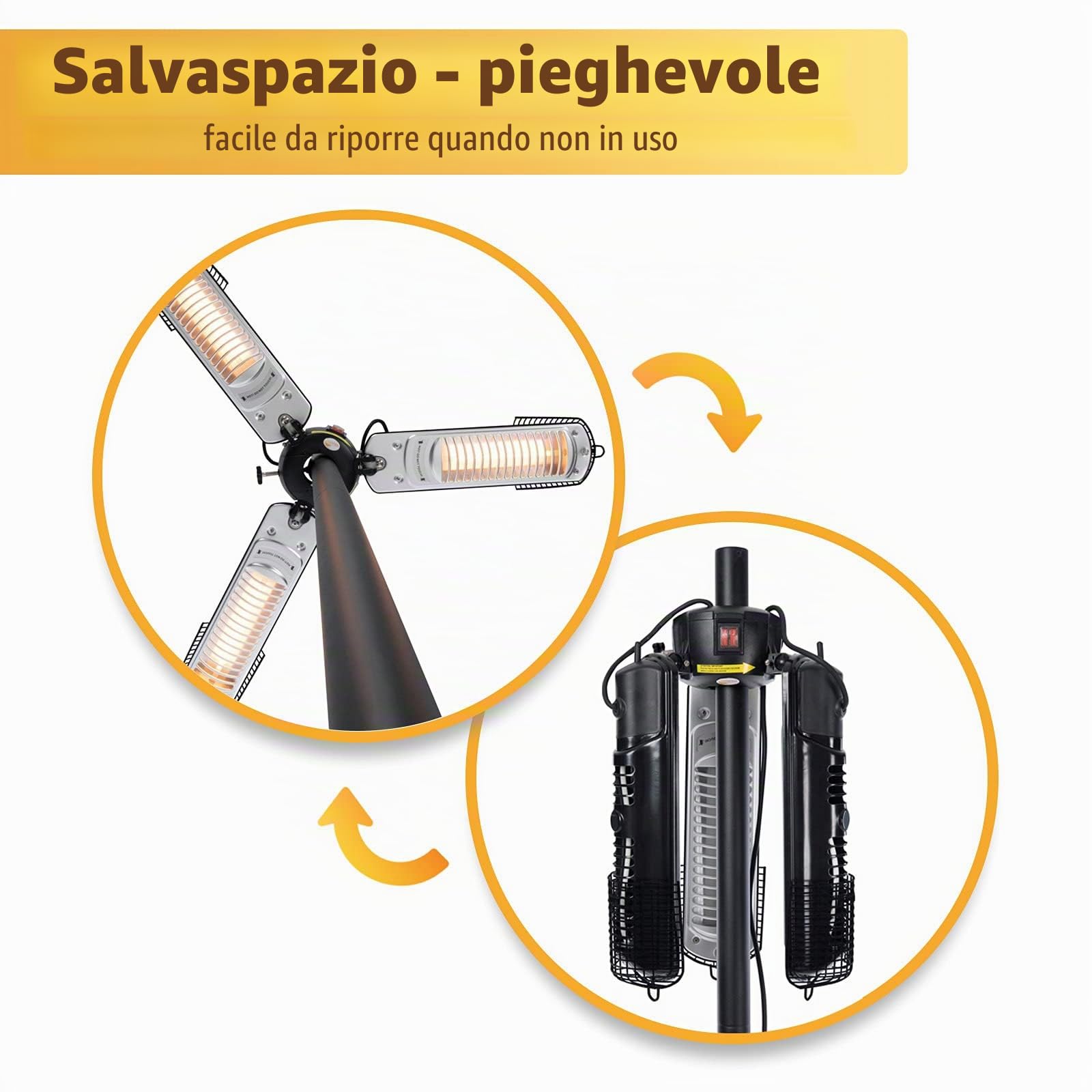 Mi-Heat Riscaldatore a ombrellone Riscaldatore radiante per patio 2000W - Riscaldatore a ombrellone Riscaldatore radiante per patio