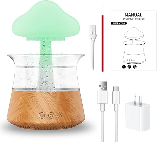 Miniatura 5 de Humidificador de gota de agua de lluvia, humidificador de lámpara de nube de hongos, difusores de aceite esencial, difusores de aromaterapia de