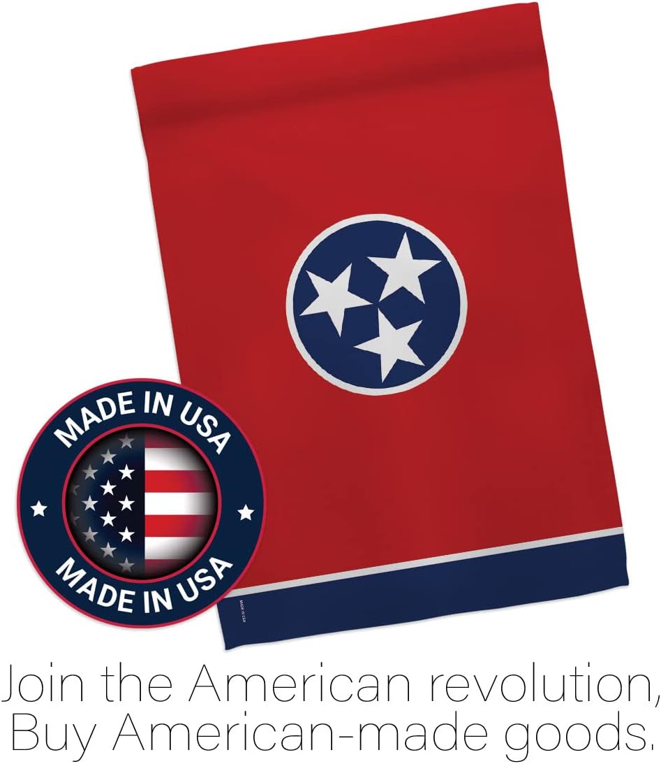 HS191543-P3 Tennessee Americana States Decorative Vertical, House Flag Set 28"x 40" w/Flagpole, Multi-Color