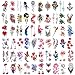 Qpout Tatuajes Temporales Para Adultos, Mujeres y Niñas (60 Hojas) Tatuajes Falsos Impermeables Pegatinas Faciales Arte Manga Del Brazo Tatuajes De Muñeca, Mamba Colorida Corona De Flores Plumas