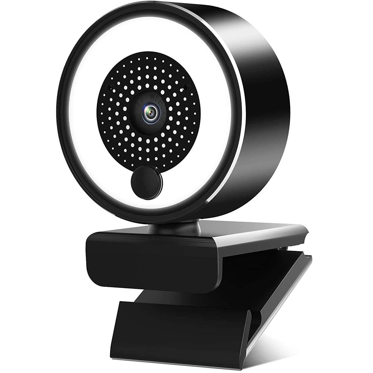 2K Live Streaming Webcam with Microphone & Ring Light, Auto-focus and Noise Reduction, Plug and Play Web Camera for Desktop/Laptop/PC/MAC, for Computers/Skype/YouTube/Studying/Conference/Video Calling