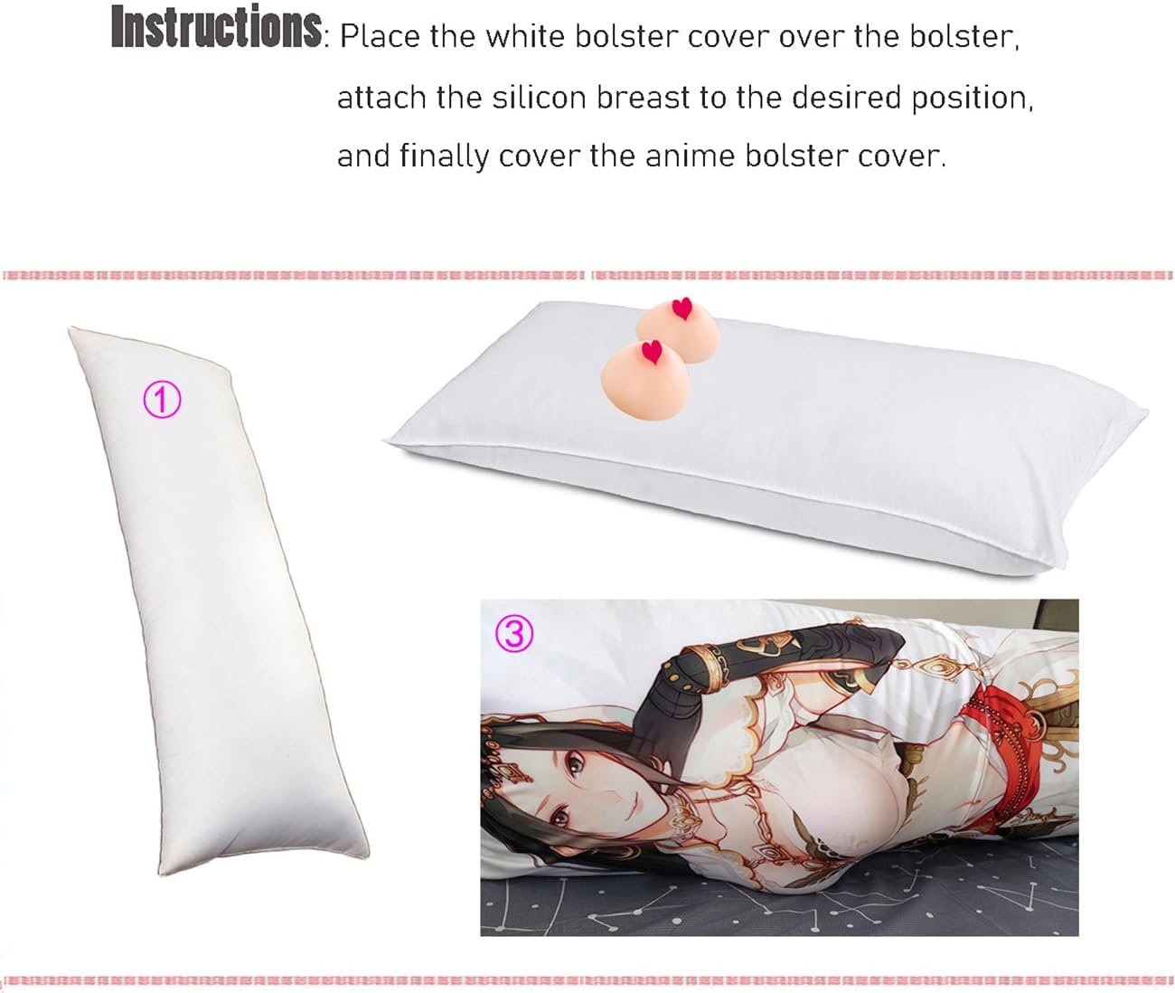 Silicone Breast Prosthesis Kit for Dakimakura Body Pillow Anime Covers, Soft, Round Shape (800g/pair, 150×50cm)