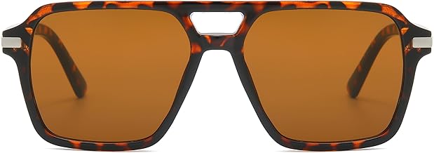 Long Keeper Gafas de Sol Hombre Mujer Vintage Gafas Piloto Retro Gafas de Sol Cuadradas Estilo Años 70 Clasicas Protección UV400 para Conducir Viaje
