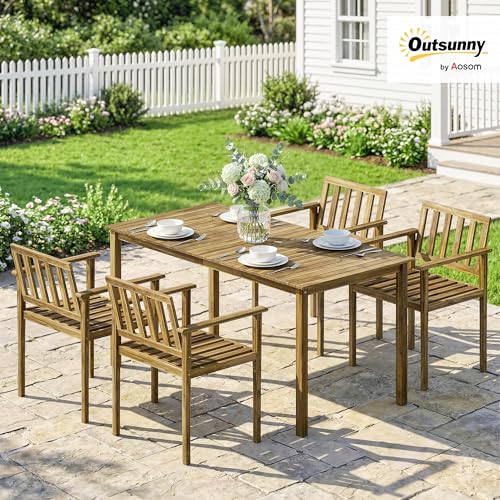 Mesa de jardín con sillas Outsunny para cenas en terrazas y patios 3