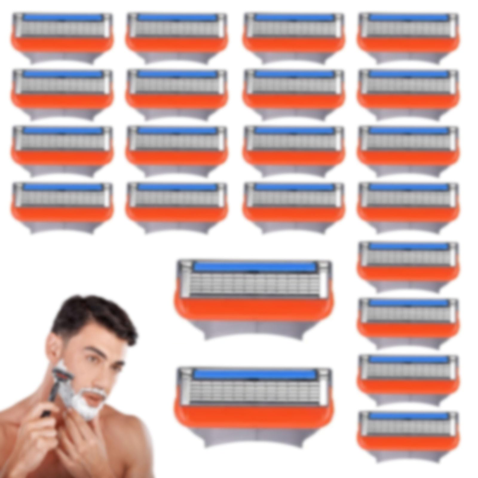 magnetspiele Pack of 24 Mach 5 Razor Refills for Men, Item Men's Replacement Blades, Replacement Blades for Wet Razors Men, Suitable for Cleaning Beard & Body Hair (Hong)