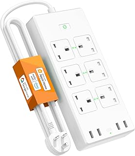 Smart Power Strip WiFi Plug with 4 USB Ports & 6 AC Outlets - Refoss Smart Extension Lead 1.8m, Compatible with Apple HomeKit, Alexa, Google Assistant, Support Voice/APP Control, Surge Protecting