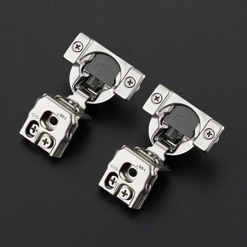Image of 2 Pack 1 Pair 1-3 /8 inch Overlay Soft Close Hinges for Kitchen Cabinet Hinges Satin Nickel Hidden Hinges Stainless Steel Concealed Hinge self Closing