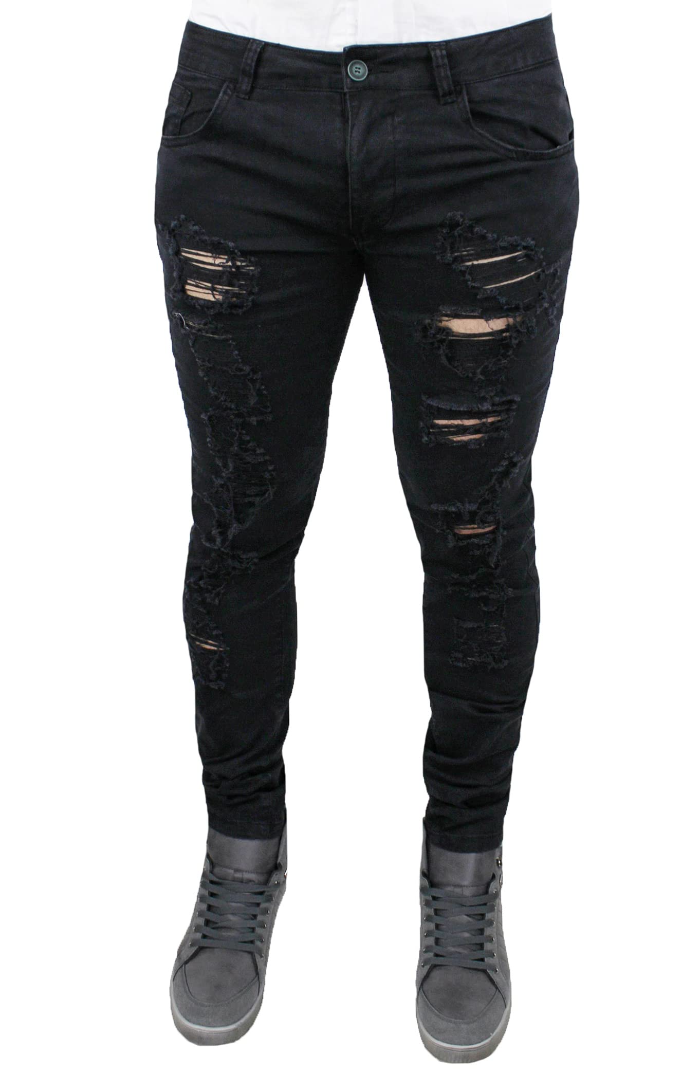 Evoga Jeans Uomo Pantaloni Slim Fit Aderenti Blu Denim Casual