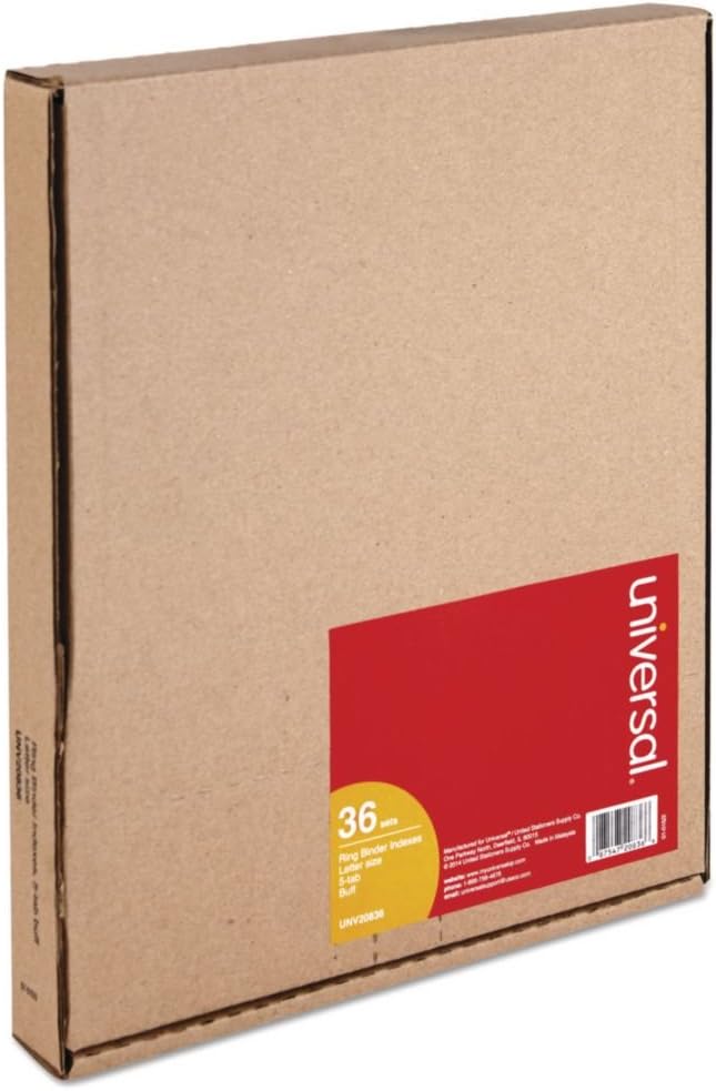 Universal Economy Self-Tab Index Dividers - 36 Letter Size, Transparent, Plastic, 3 Holes, 8.5" x 8.5"