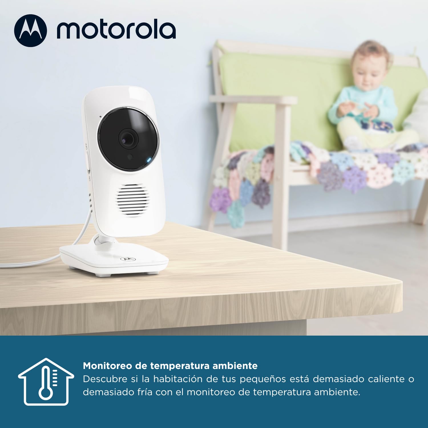 Motorola Nursery Vigilabebés VM483 con Cámara de 2.8", Visión Nocturna, Comunicación Bidireccional, Zoom Digital y Control de Temperatura, hasta 300 Metros de Rango