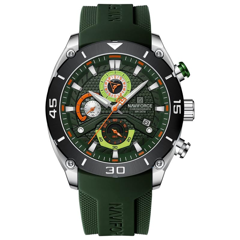 NAVIFORCE Men Analog Sports Chronograph Date Silicon Strap Quartz Black Dial Watch -Nf8038 (Black, Silicone) (B0D14TQ58R) Amazon Price History, Amazon Price Tracker