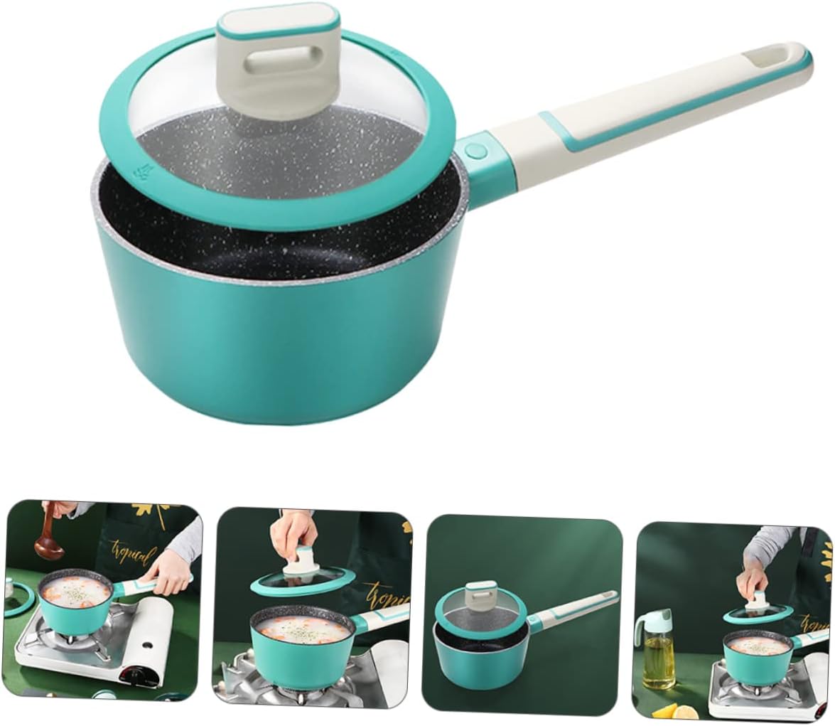 Stainless Steel Pot Composite Base Nonstick Mini Cooking Pot for Noodles Food and Sauces Versatile Stone Coated Saucepan for Everyday Use
