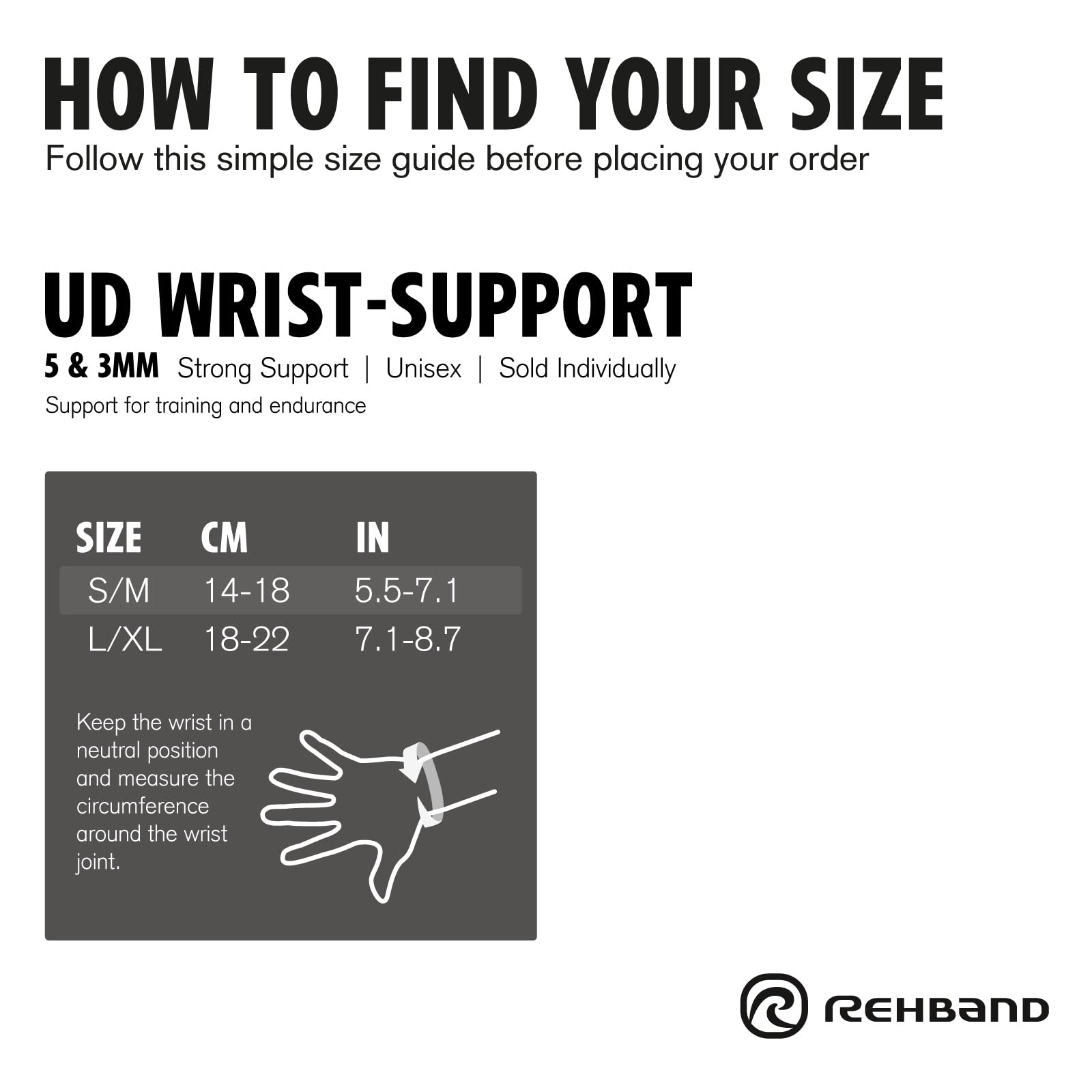 Rehband UD supporto per polso in neoprene con stecca integrata