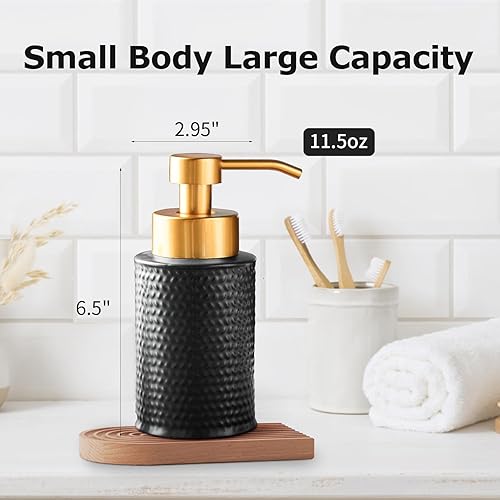 Miniatura 2 de Tmore Dispensador de jabón de espuma de cerámica de 11.5 oz11.5 fl oz, botella de jabón espumosa para platos de manos, dispensador de loción mate