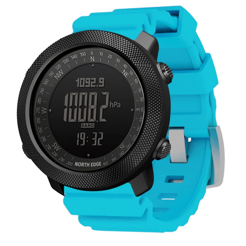 Orologio sportivo digitale da uomo 50M Orologio tattico impermeabile Orologi militari Orologio da polso elettronico militare intelligente con bussola barometro altimetro per uomo (Blue)