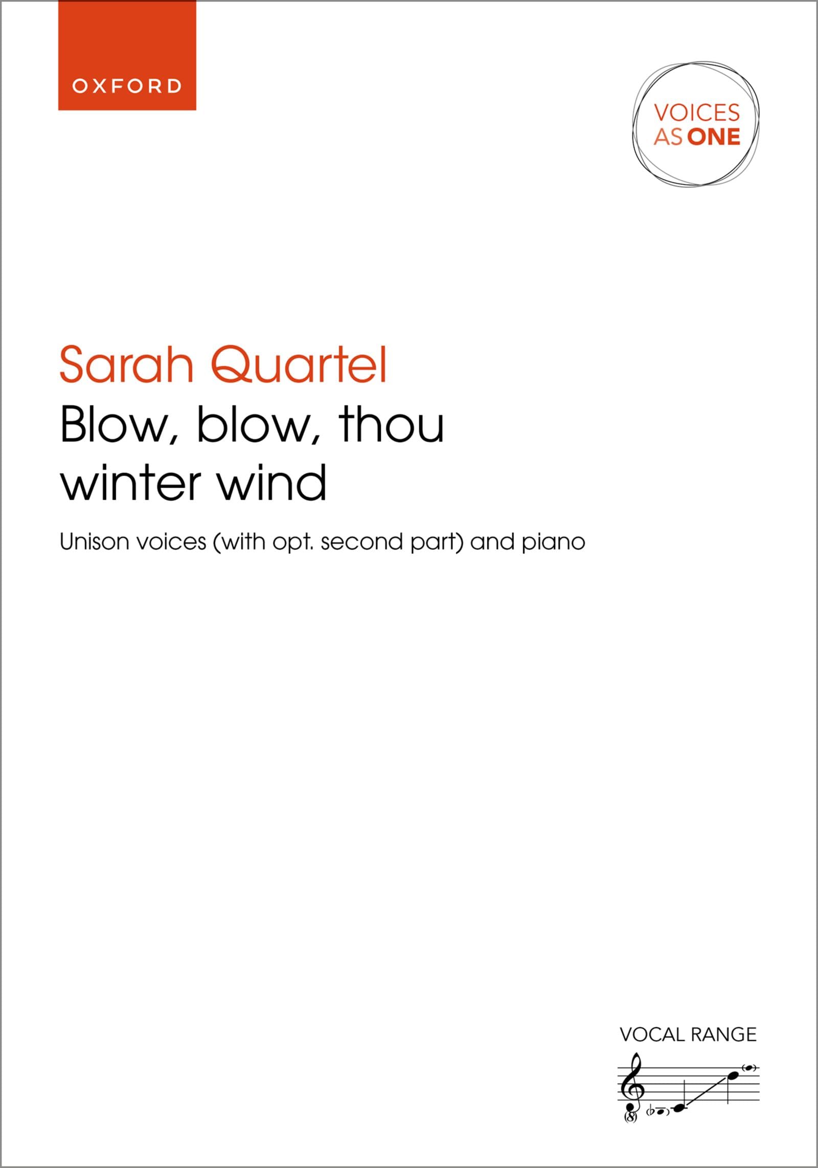 Blow, blow, thou winter wind: Unison vocal score (Voices As One)