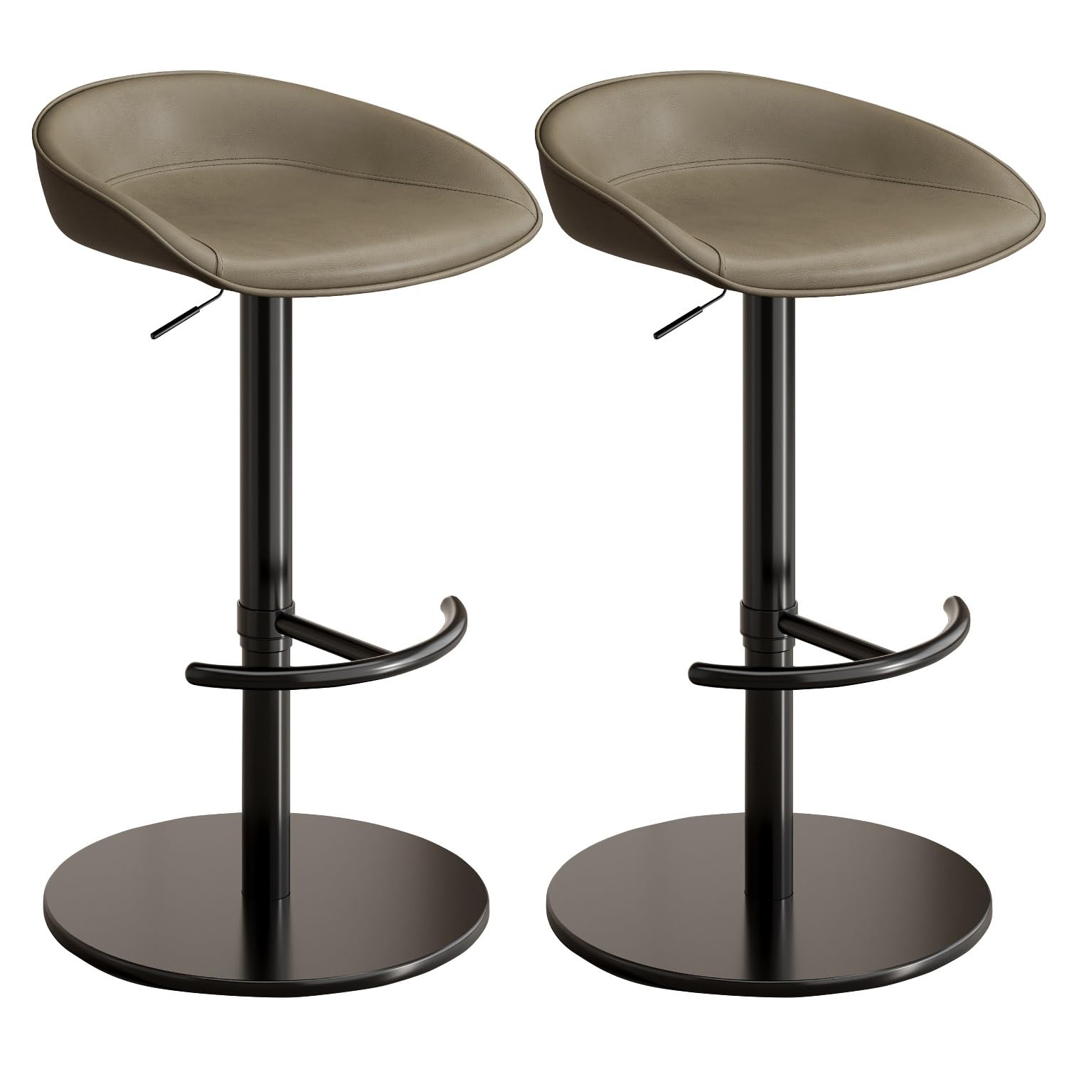 Tabouret de bar réglable 57-82 cm pivotant base noire lot de 2