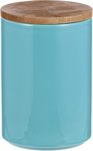 DOITOOL Tarro de almacenamiento de alimentos de cerámica con tapa hermética de bambú Tarro de almacenamiento de té, Tarro de galletas sellado,