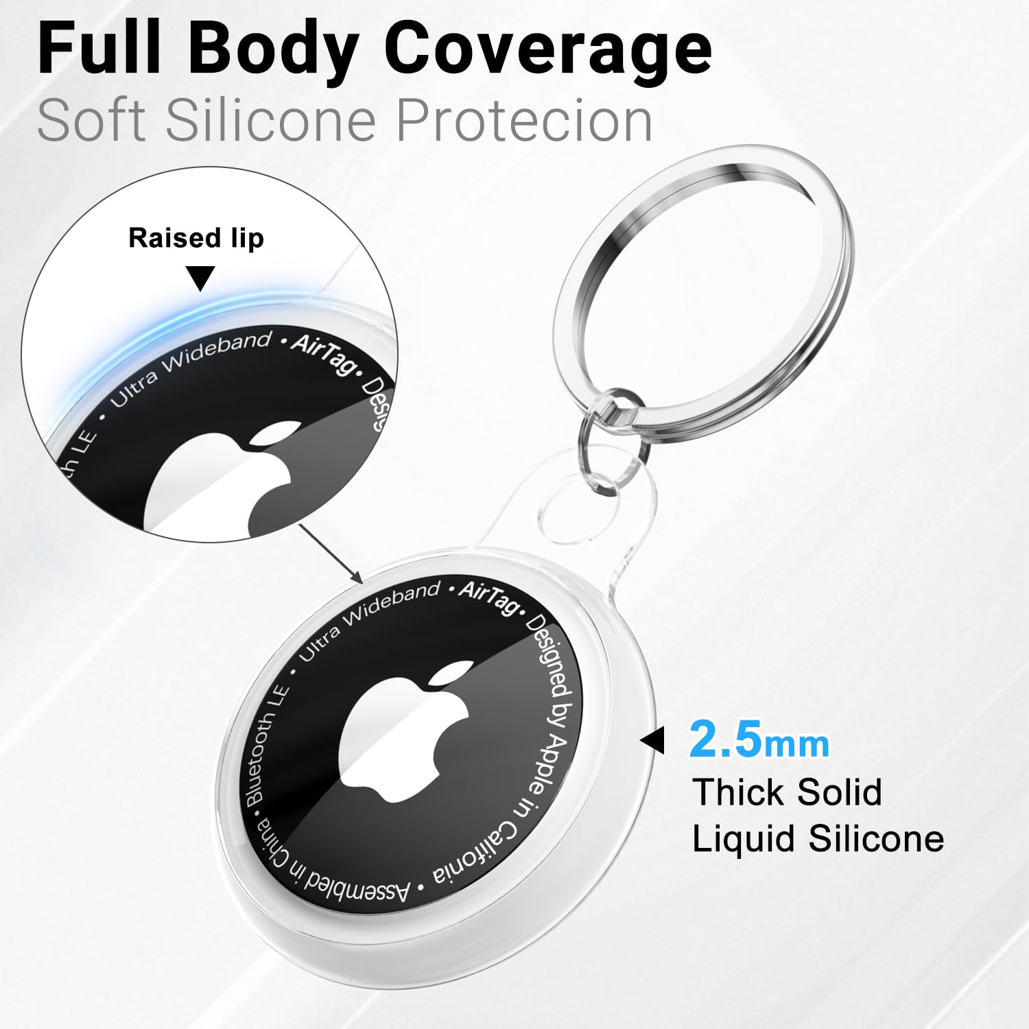 Svanove for Airtag Holder Case Cheetah Print, Leopard Pattern Airtag Keychain, Luxury Trendy Air tag Accessories, Cute Girly Aesthetic Design Itag Key Ring Cover for Women Girl Kids, White - 3