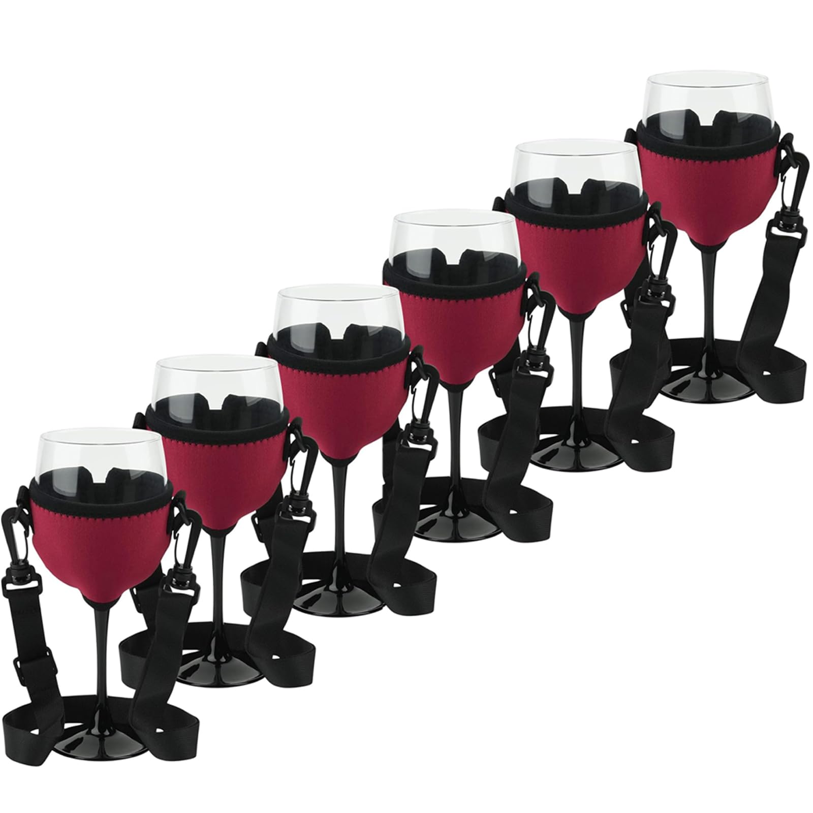 2 Porte-verres à Vin à Suspendre En Néoprène - Portables, Pour Fêtes, Mariages, Pique-niques (rouge)