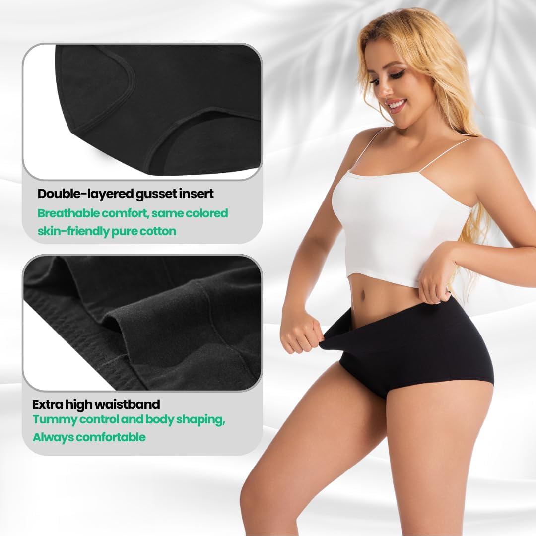 Women's Cotton Underwear High Waisted Panties Soft Underpants (2Pack) - Image 3