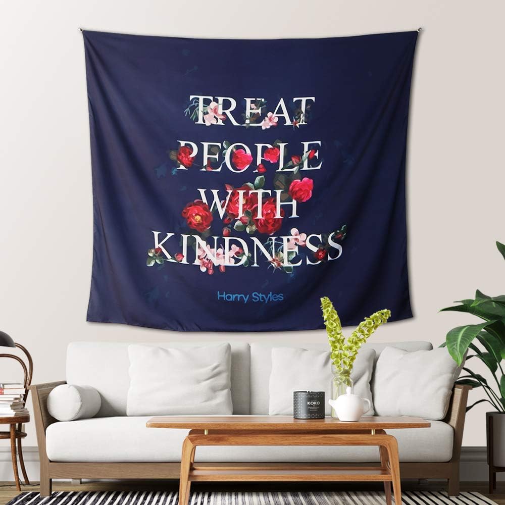 Treat People with Kindness Tapestry, Harry Styles Tapestry 3D Boutique Wall Tapestry Aesthetic Tapestry Wall Hanging Tapestry for Bedroom Room Dorm Home Decor (59.1 x 51.2 in)
