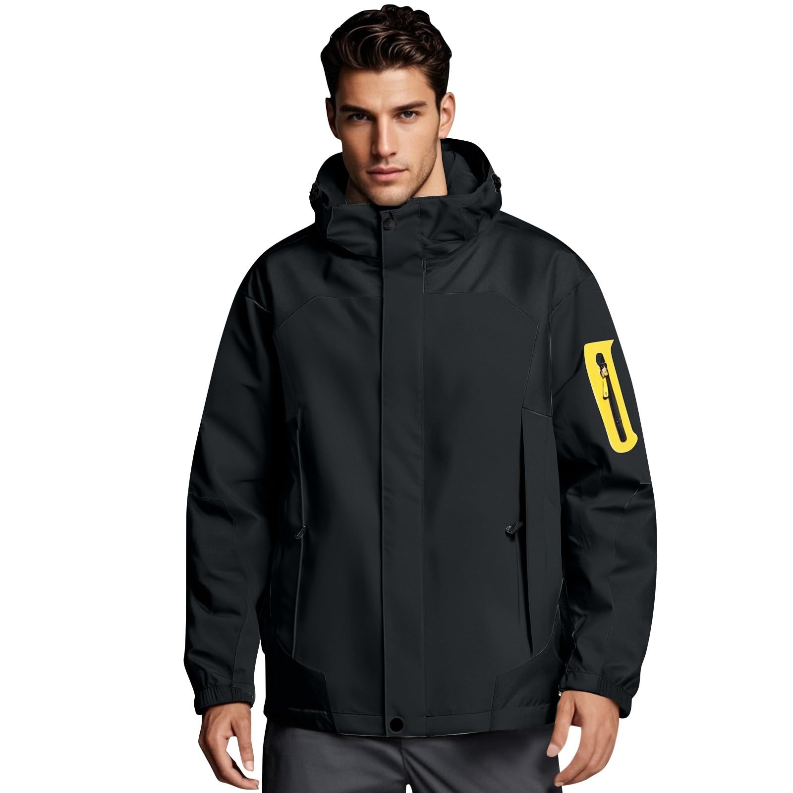 ADHOWBEW Giacca a vento da uomo, grande e alto, poncho da lavoro, impermeabile, con cappuccio, per pesca, golf, escursionismo, capispalla all'aperto