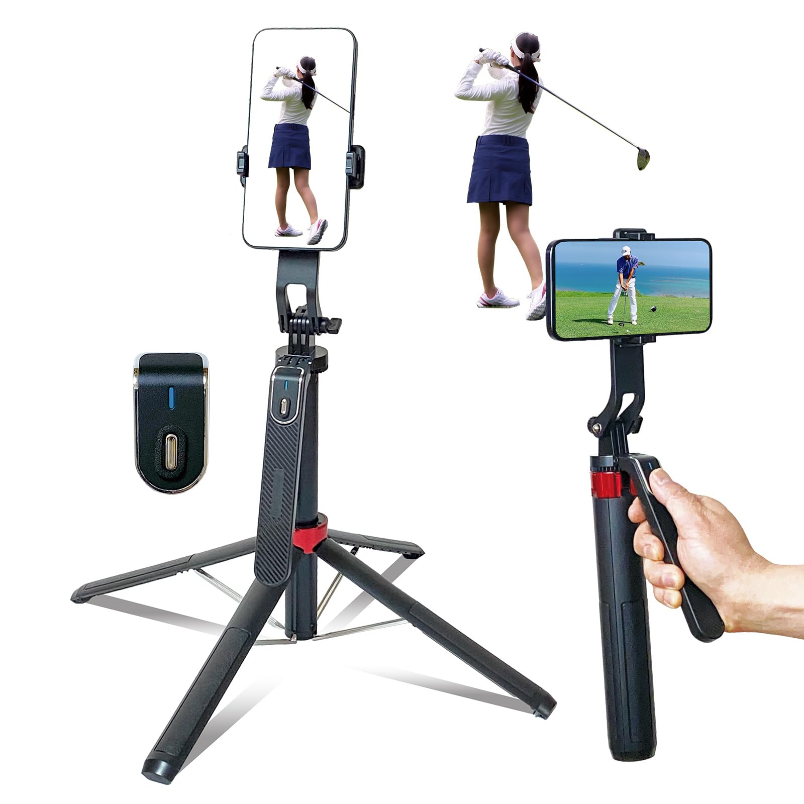 Amazon | 【四脚設計】自撮り棒 スマホスタンド ゴルフ スイング