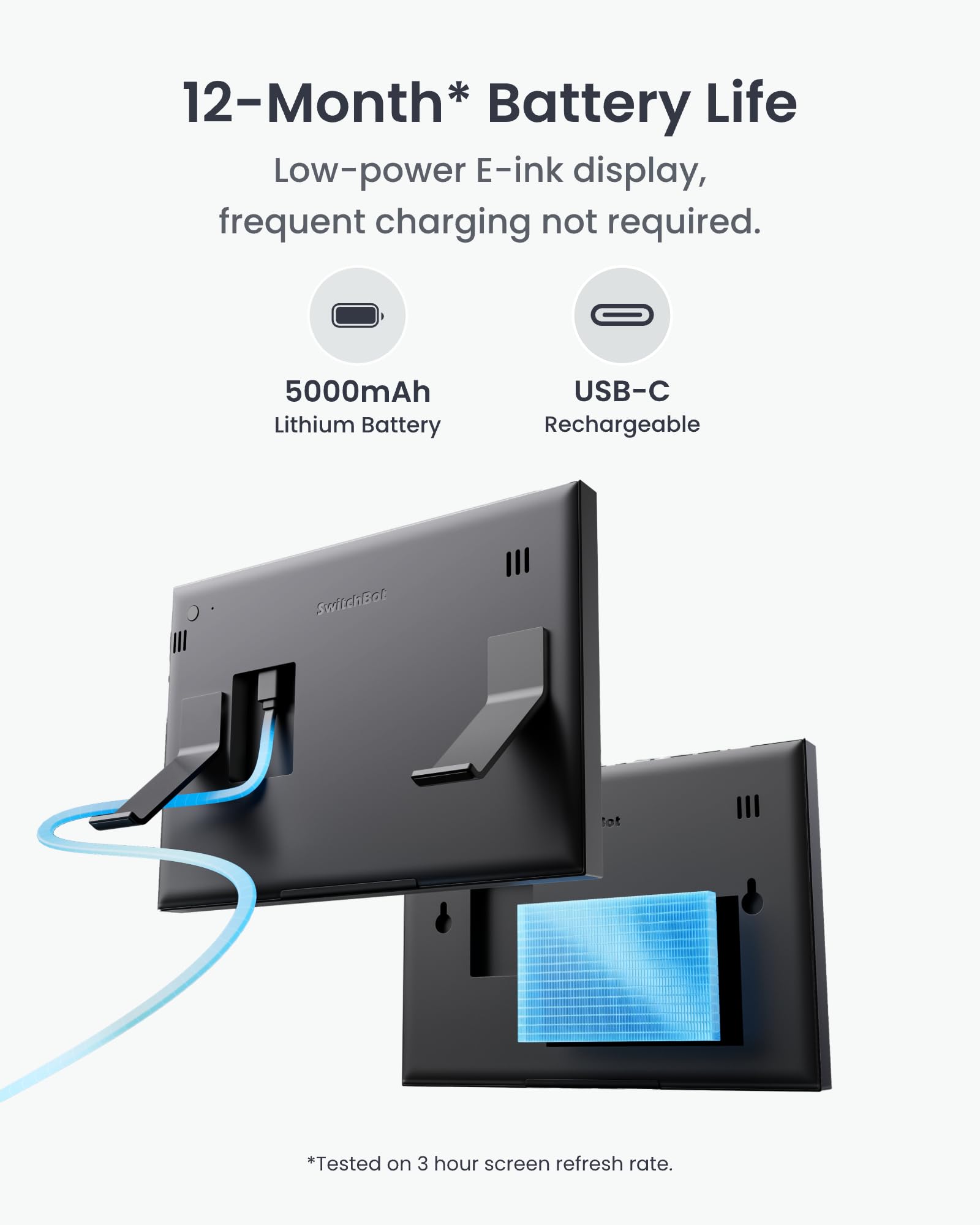 SwitchBot Smartes E-Ink-Home-Dashboard, 7,5" kabelloser Monitor für Innen-/Außentemperatur und Luftfeuchte mit elektronischer Terminanzeige, 2,4-GHz-WLAN und BLE, kompatibel mit Google/iCloud/Outlook