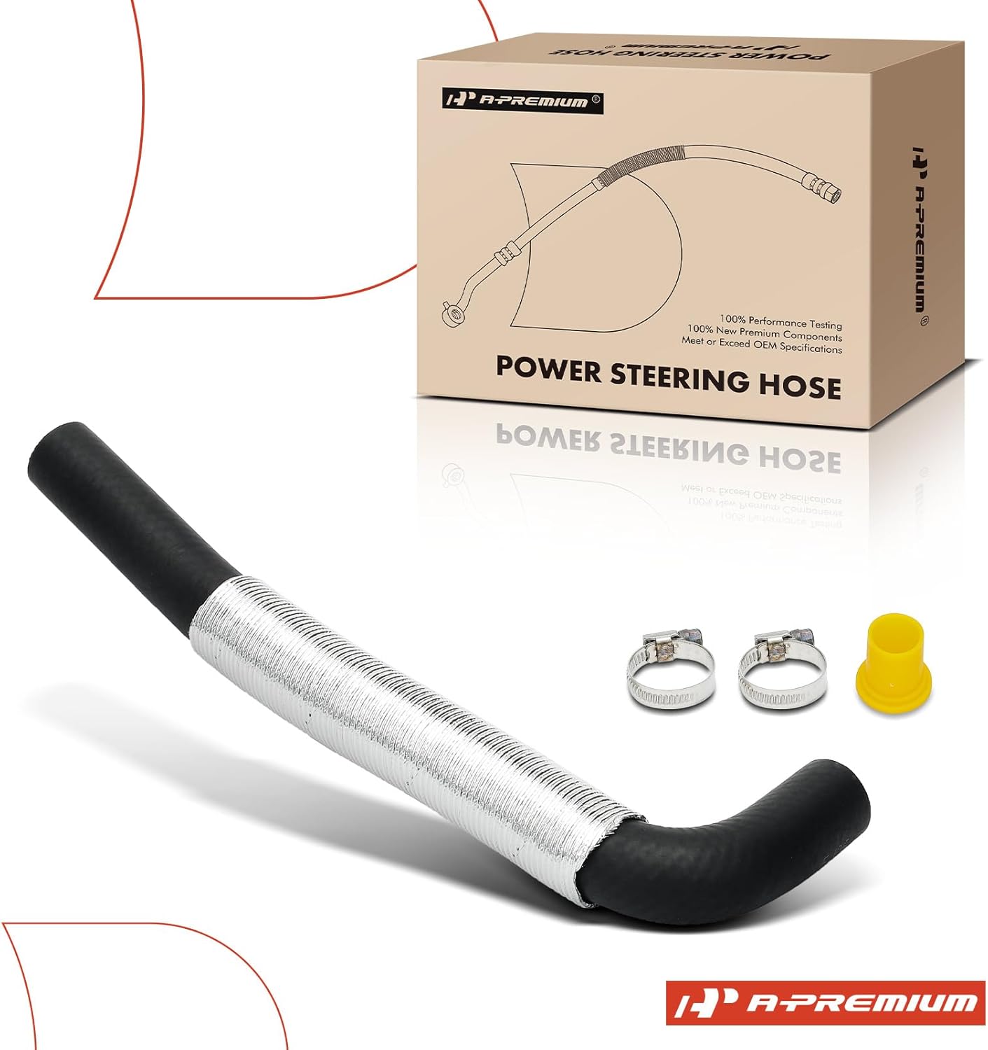 A-Premium Power Steering Reservoir Hose, Silver, Rubber, Compatible with Jaguar XJ8, XJR, Super V8, Vanden Plas 2004-2009, 4.2L, Reservoir to P/S Pump, 1 Pack