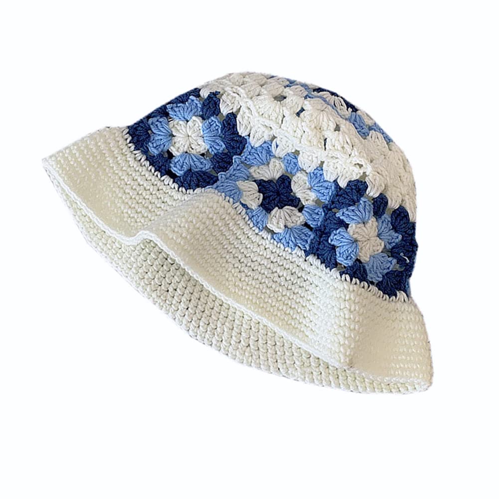 Cappello A Secchiello Donna Lavorato All'uncinetto, Modello Floreale Boho, In Cotone E Poliestere, Per Autunno E Inverno, Pieghevole - 2