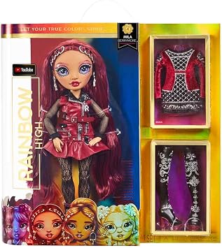 Rainbow High Mila Berrymore- Burgundy Red Fashion Doll. 2 Designer Outfits to Mix & Match with Accessories, Great Gift for Kids 6-12 Years Old and Collectors-Multicolor