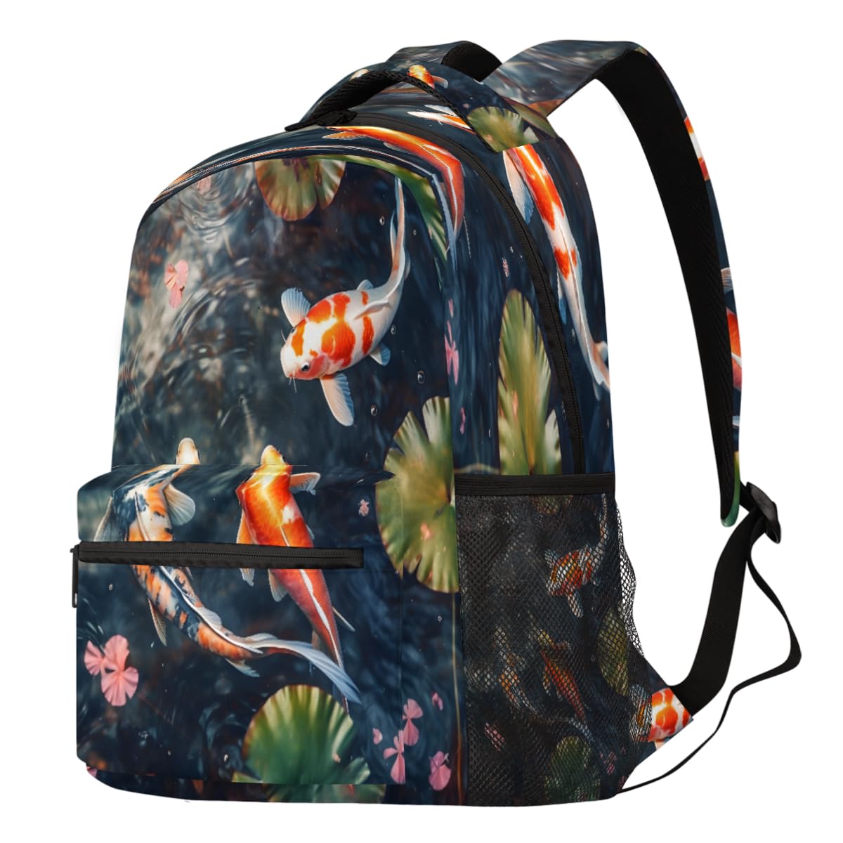Sac à dos imprimé poisson koï grand format pour ordinateur et école - 8