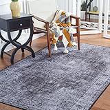 SAFAVIEH Tucson Collection Accent Rug - 4' x 6', Black & Grey, Persian Design, Non-Shedding Machine Washable & Slip Resistant Ideal for High Traffic Areas in Entryway, Living Room, Bedroom (TSN190Z)