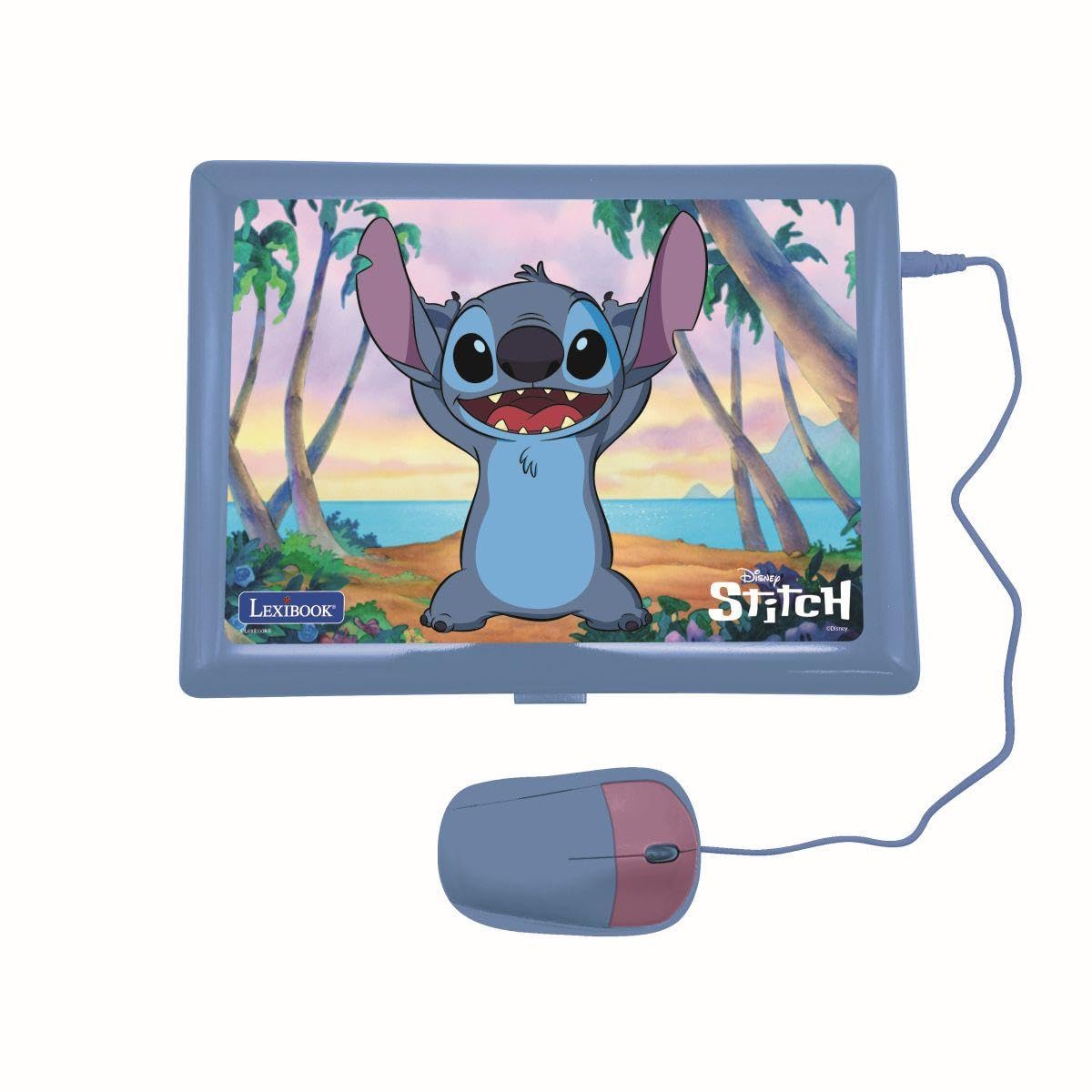 Lexibook, Disney Stitch JC598Di2LXB Ordinateur Portable éducatif bilingue Anglais/Espagnol, 124 activités de Langue, écriture, mathématiques, logique, Musique et Jeux pour Enfants