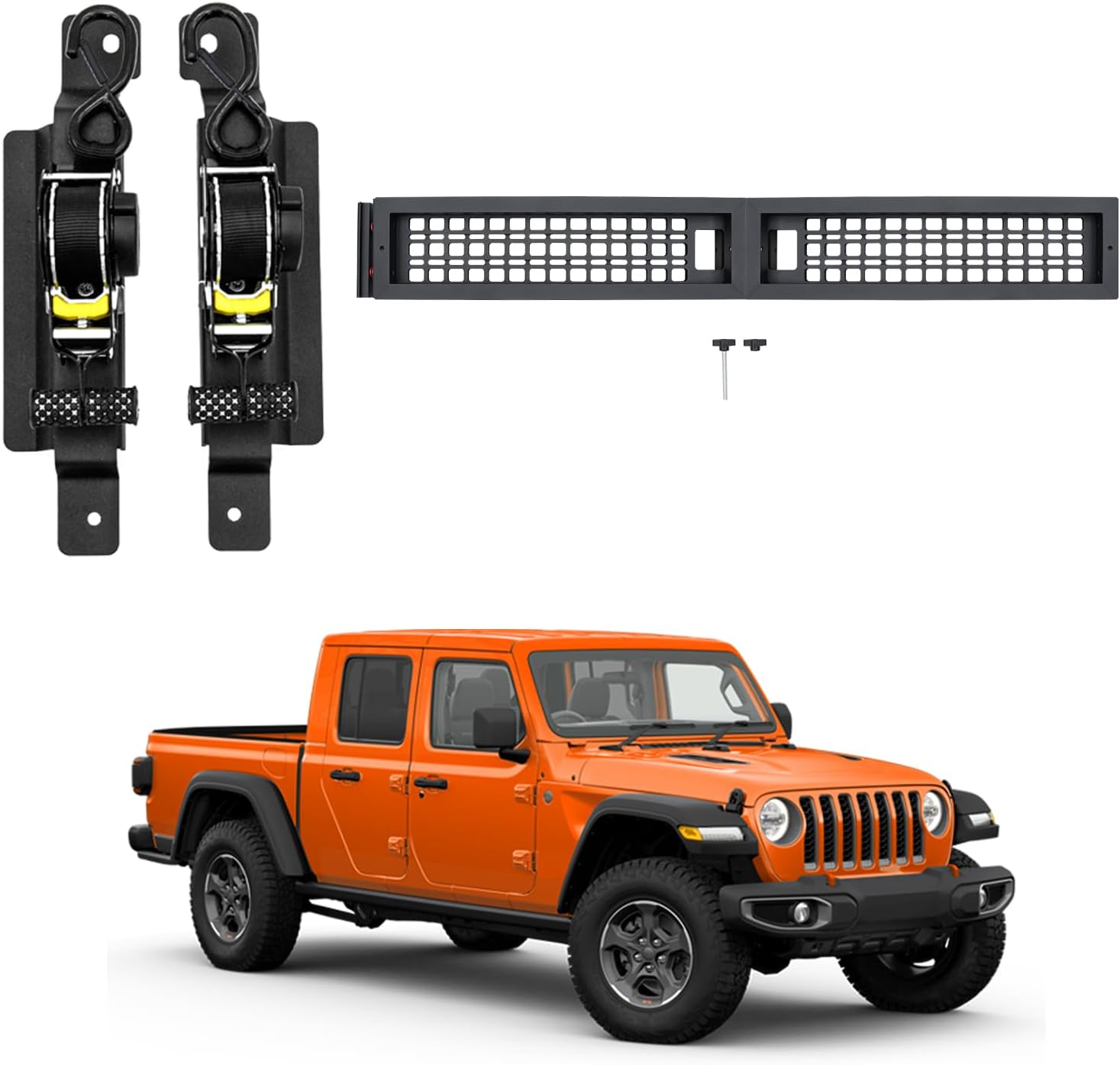 2020-2026 Jeep Gladiator JT 2018-2026 Wrangler JLU Retractable Ratchet Strap and Truck Bed Divider