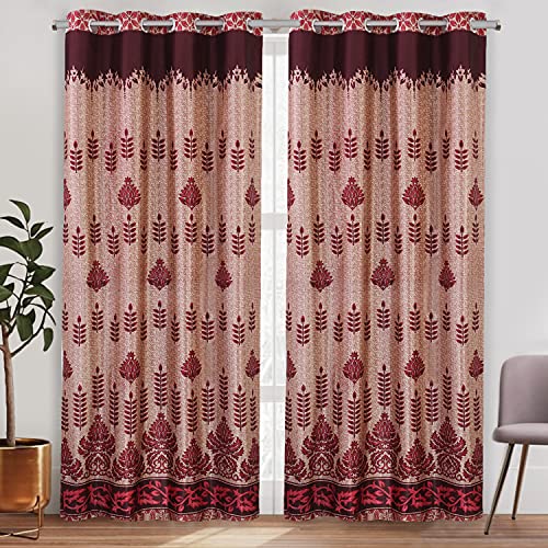 Image of Amazon Brand - Solimo Bello Polyester Curtain, Window, 5 feet (1.52 m), Maroon, Pack of 2