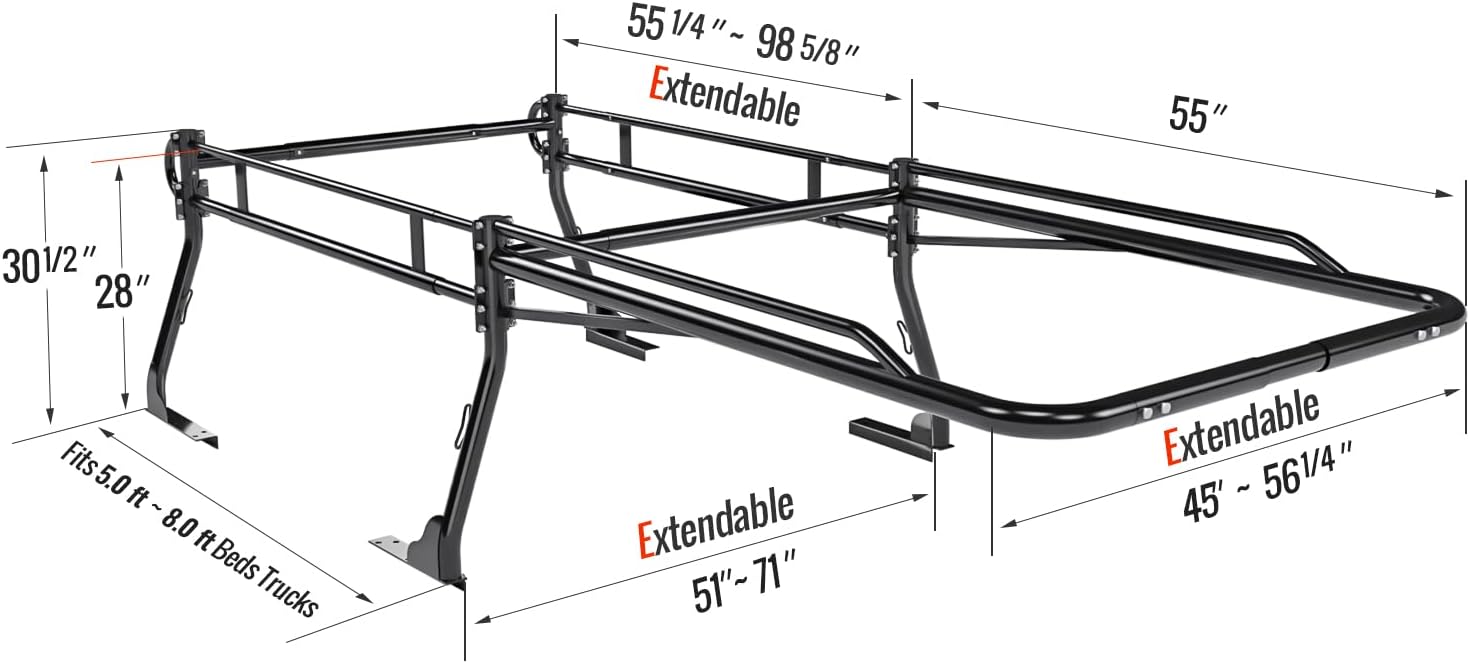 Buy AARacks Model X31 Truck Bed Ladder Racks for Pickups with 55'' Side Bar Over Cab Ext