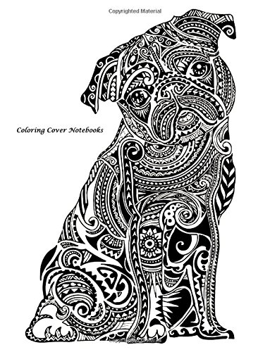 Coloring Cover Notebook (Dark Pug | Wide Ruled): Notebook for note taking, writing, research, and journaling with coloring desig