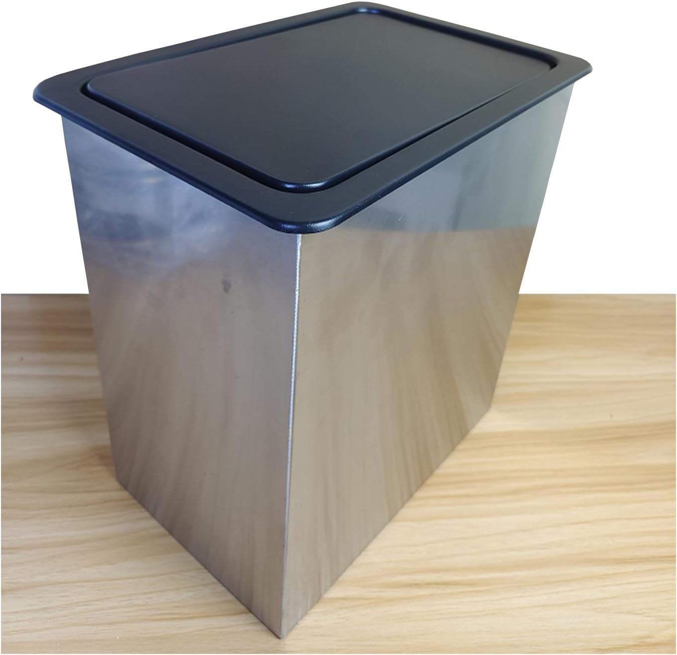 Square Waste Chute Lid, Built-in Countertop Trash Can with Cover, Stainless Steel Balance Flap Cover, Recessed Trash Grommet Swing Trash Can Lid,Black,430,Black,430