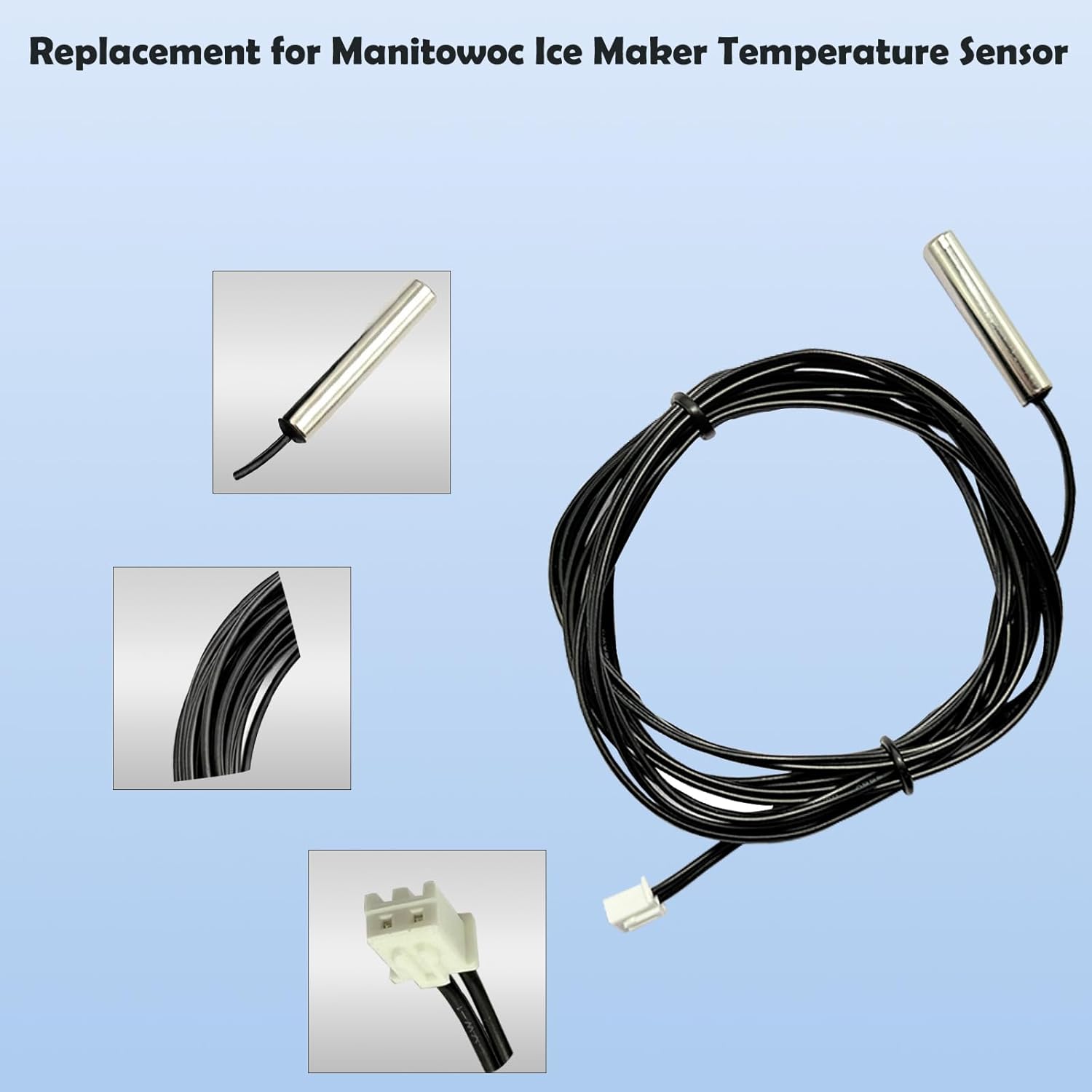 2009853 Ntc Thermistor Assembly, Replacement for Manitowoc Ice Maker Temperature Sensor, Used to Repair T3 or T4 Fault on Ice Maker, 1-Year Replacement Service