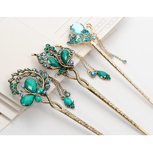 Miniatura 4 de Palo de pelo de flores estilo chino retro borla palo de pelo palillo de pelo palillos de pelo tradicional clásico horquilla elegante novia palo de