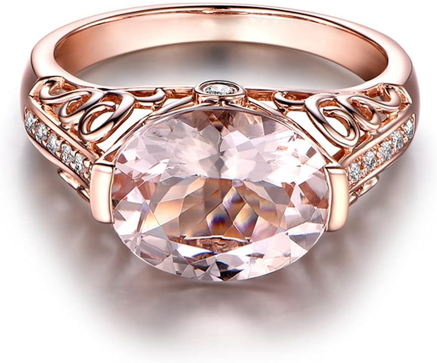 18K Rose Gold Plated Champagne Morganite Ring Hollow Engagement Wedding Anniversary Promise Ring Cocktail Party Ring for Women HM105 (8) - Image 3