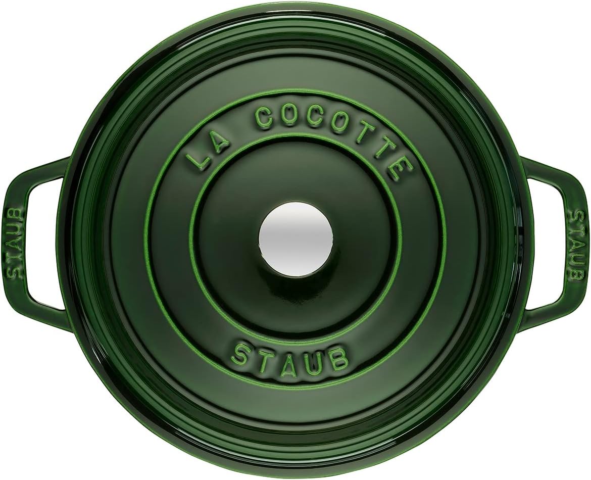 STAUB Cast Iron Roaster/Cocotte, Round, 24 cm, 3.8 L, Basil/Green - Image 2