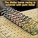 Jyquorp Horse Race Board Game Racing Game Thickened Solid Wood with 11 Luxurious Durable Classic Metal Horses with 2 Dice and 2 Boxes of Cards Horse Racing Game (Log Color, Rectangle)