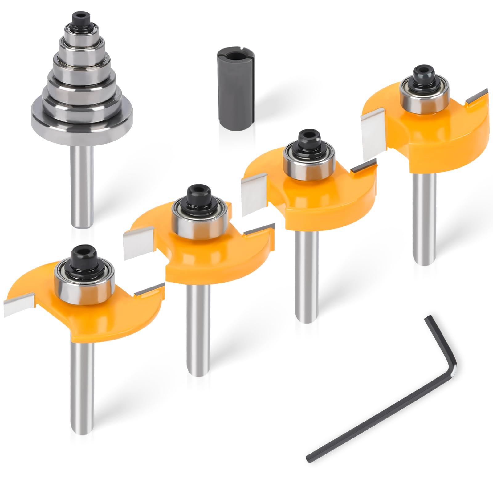 Rabbet Router Bit Set - 6 Bearings, Smooth Cuts -1